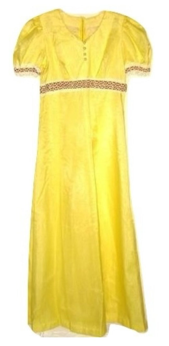 Vintage 70s Yellow Sheer Game Of Thrones Fairy Goth Gown