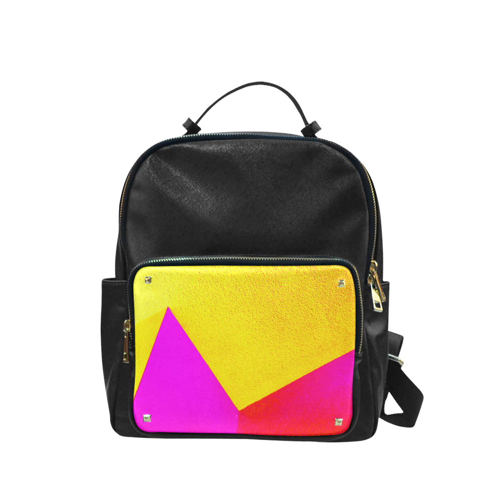 Yellow Abstract Coed Leather Backpack e-joyer