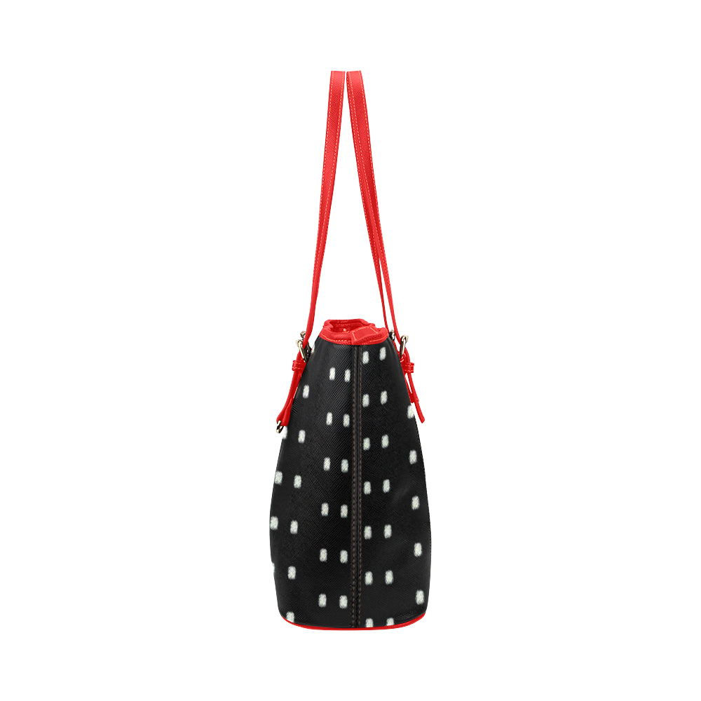 Polka Stripe Jane Leather Tote Bag /Small
