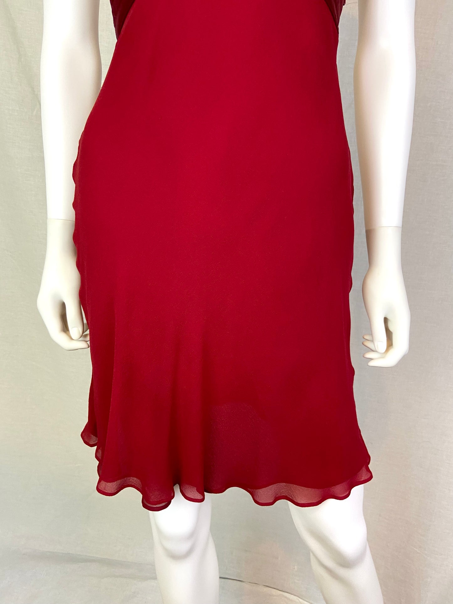 Vintage Express Red Silk Marilyn Monroe Halter Dress