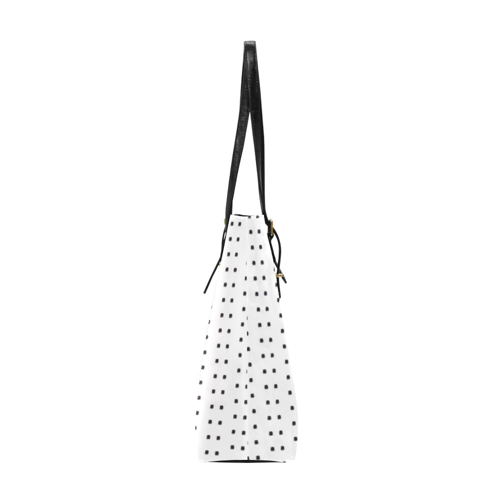 Polka Stripe Classic Leather Tote Bag e-joyer