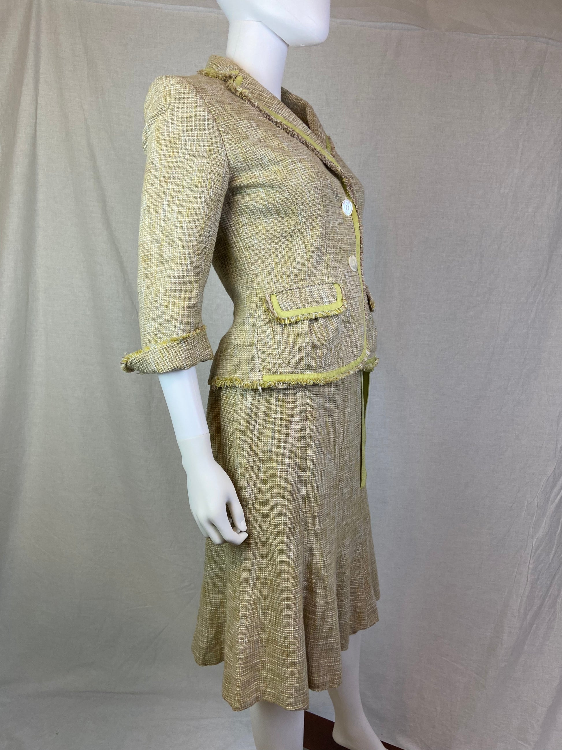 Ann Taylor Lime Green Chanel Skirt Suit ABBY ESSIE STUDIOS