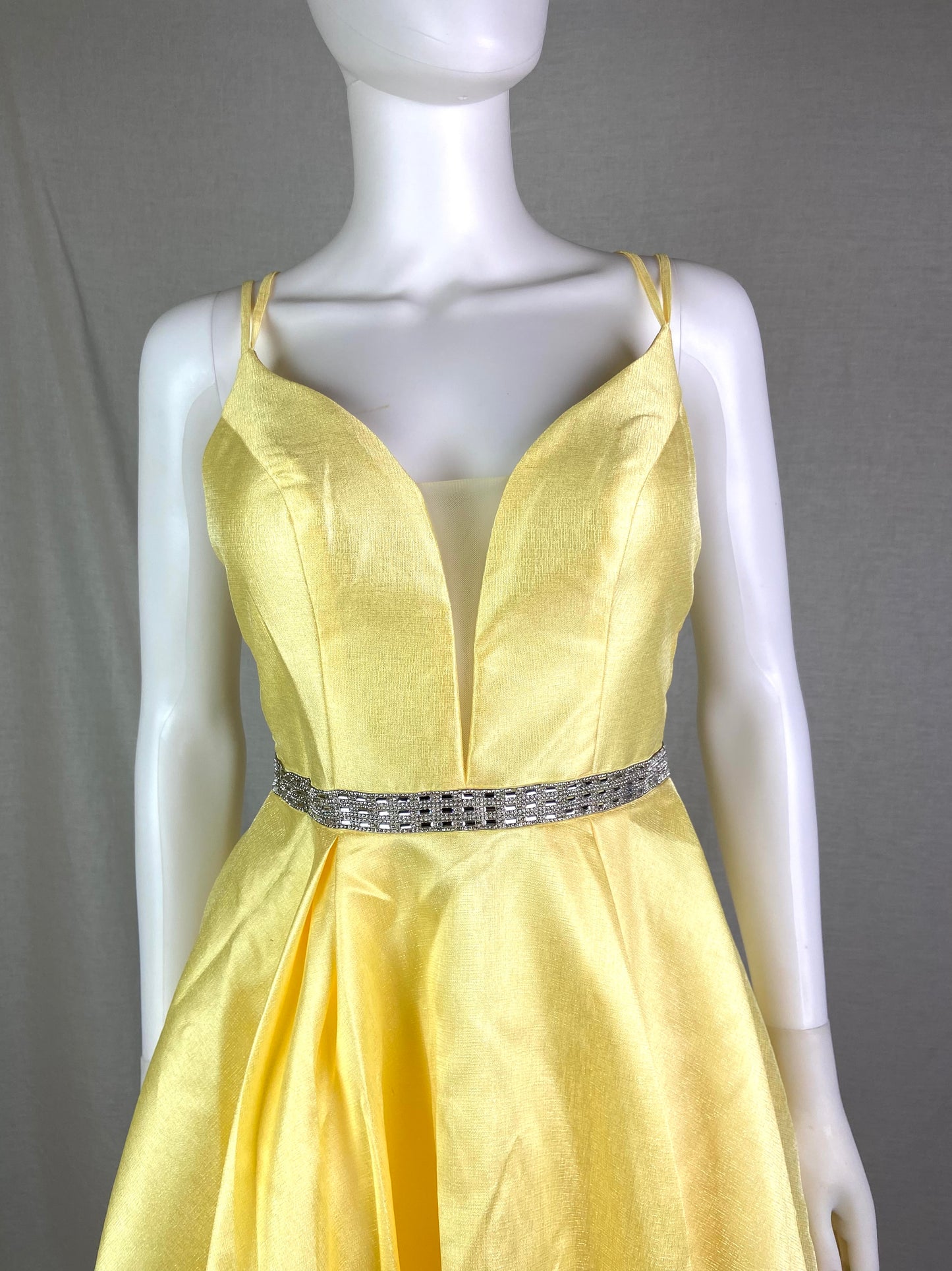 Vtg Promgirl Yellow Glitter Rhinestone Cocktail Dress