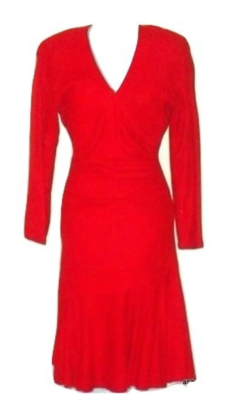 Vintage VAKKO Red Soft Suede Leather Cocktail Dress