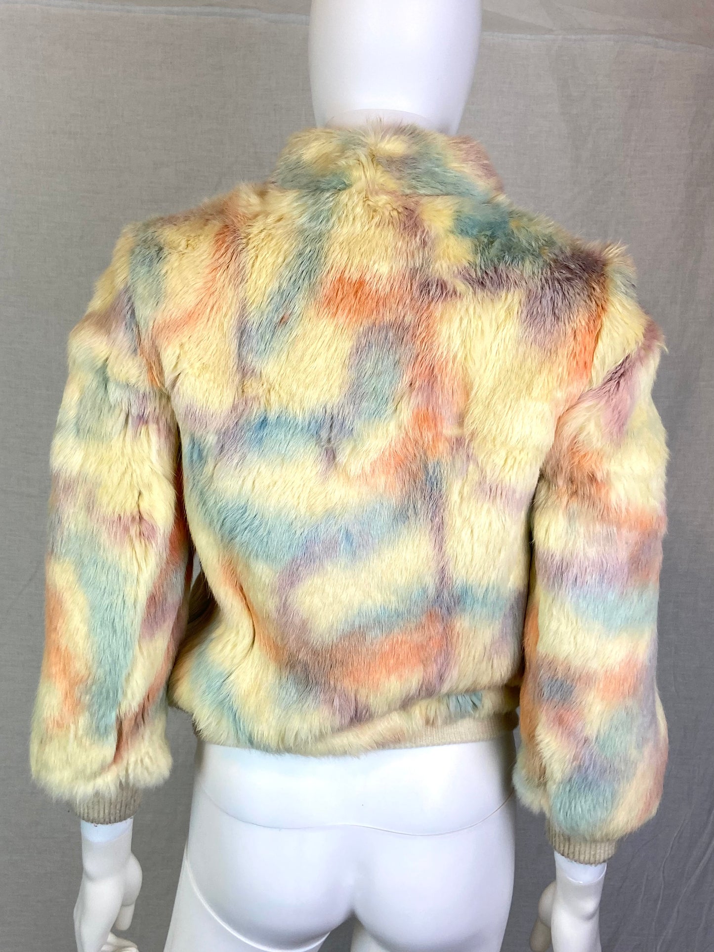 Vintage Comex Rainbow Tie Dye Fur Coat ABBY ESSIE STUDIOS