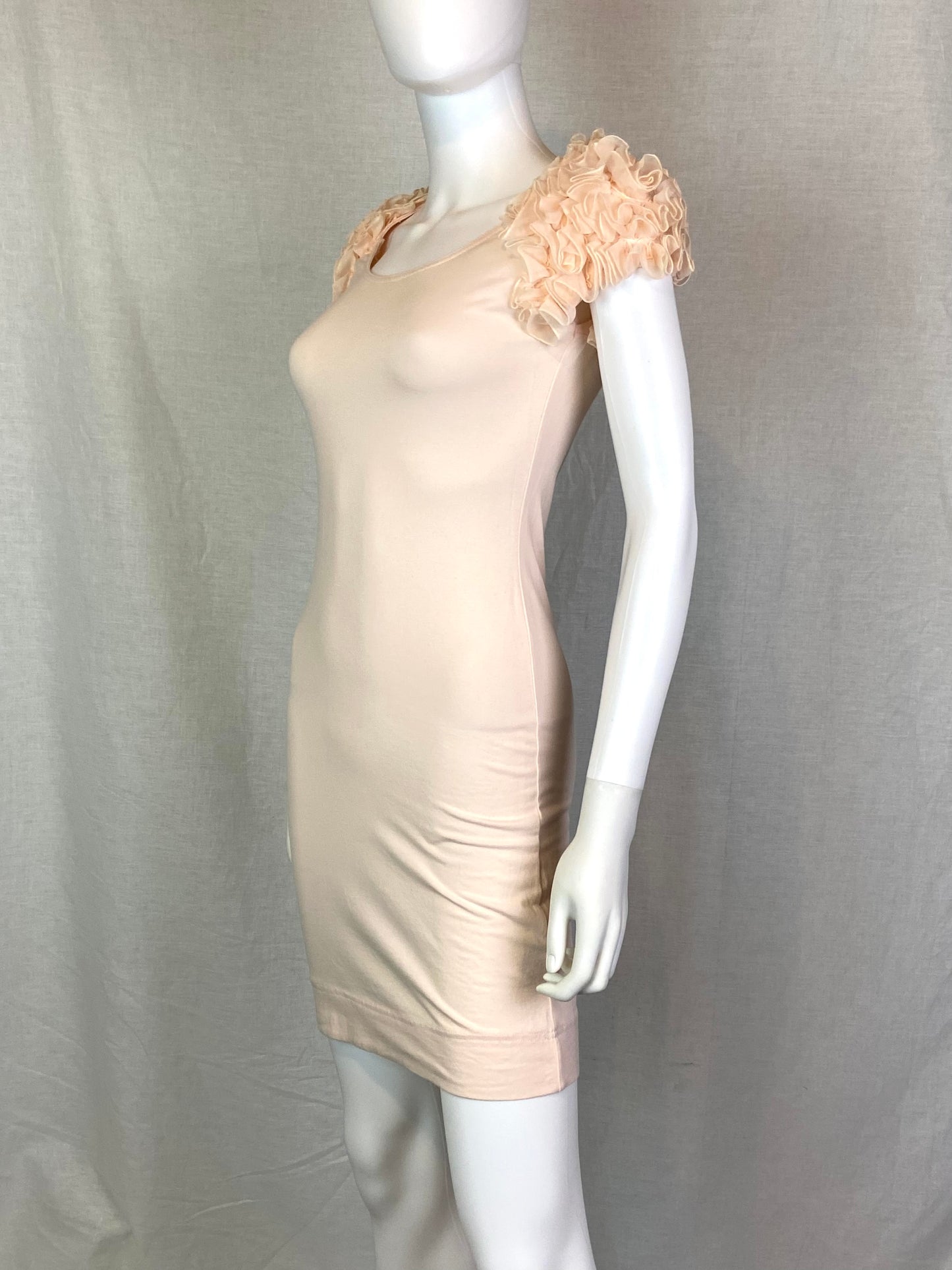 H&M Pink Peach Ruffle Sleeve Tee Dress Small ABBY ESSIE STUDIOS