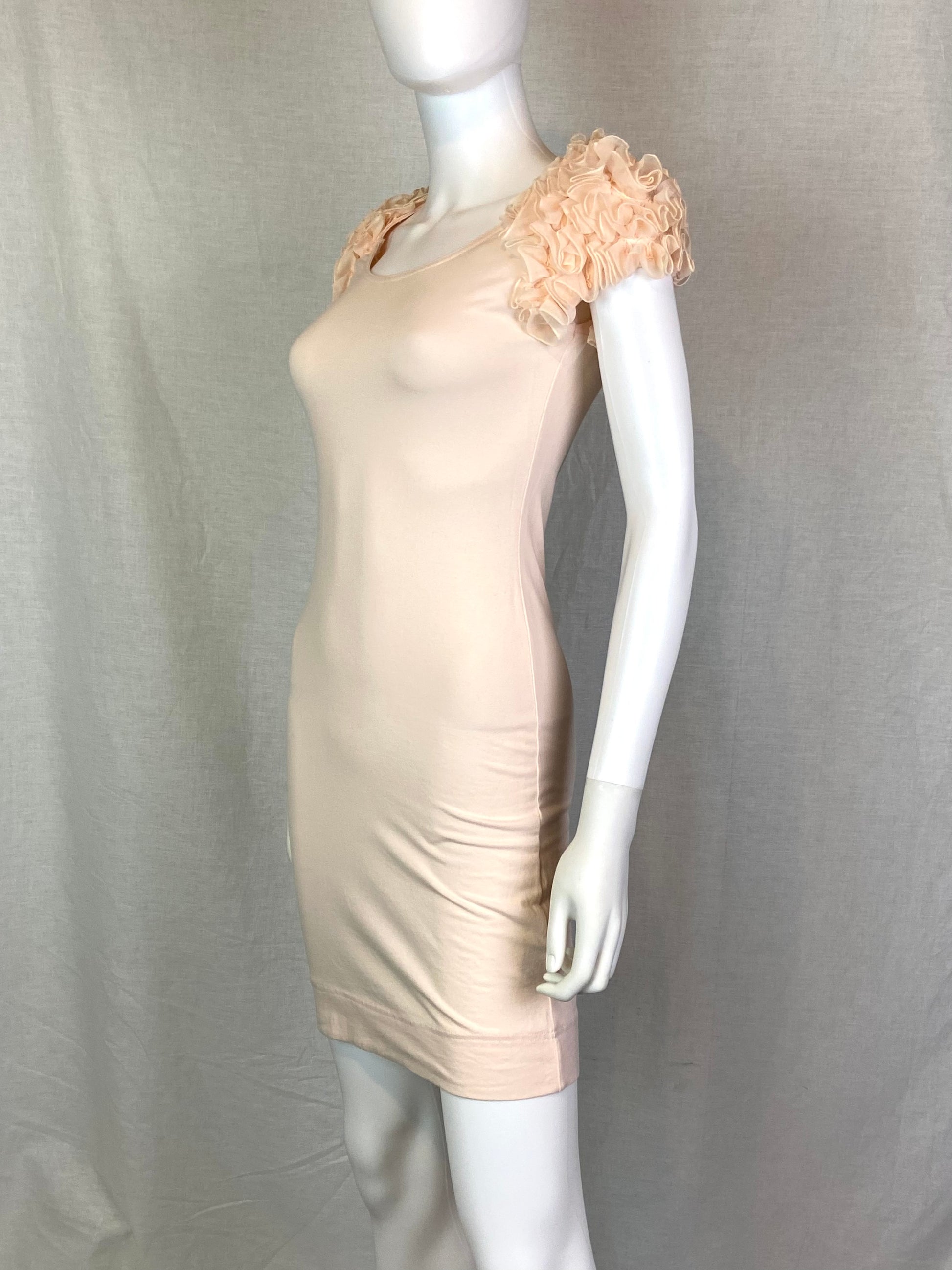 H&M Pink Peach Ruffle Sleeve Tee Dress Small ABBY ESSIE STUDIOS