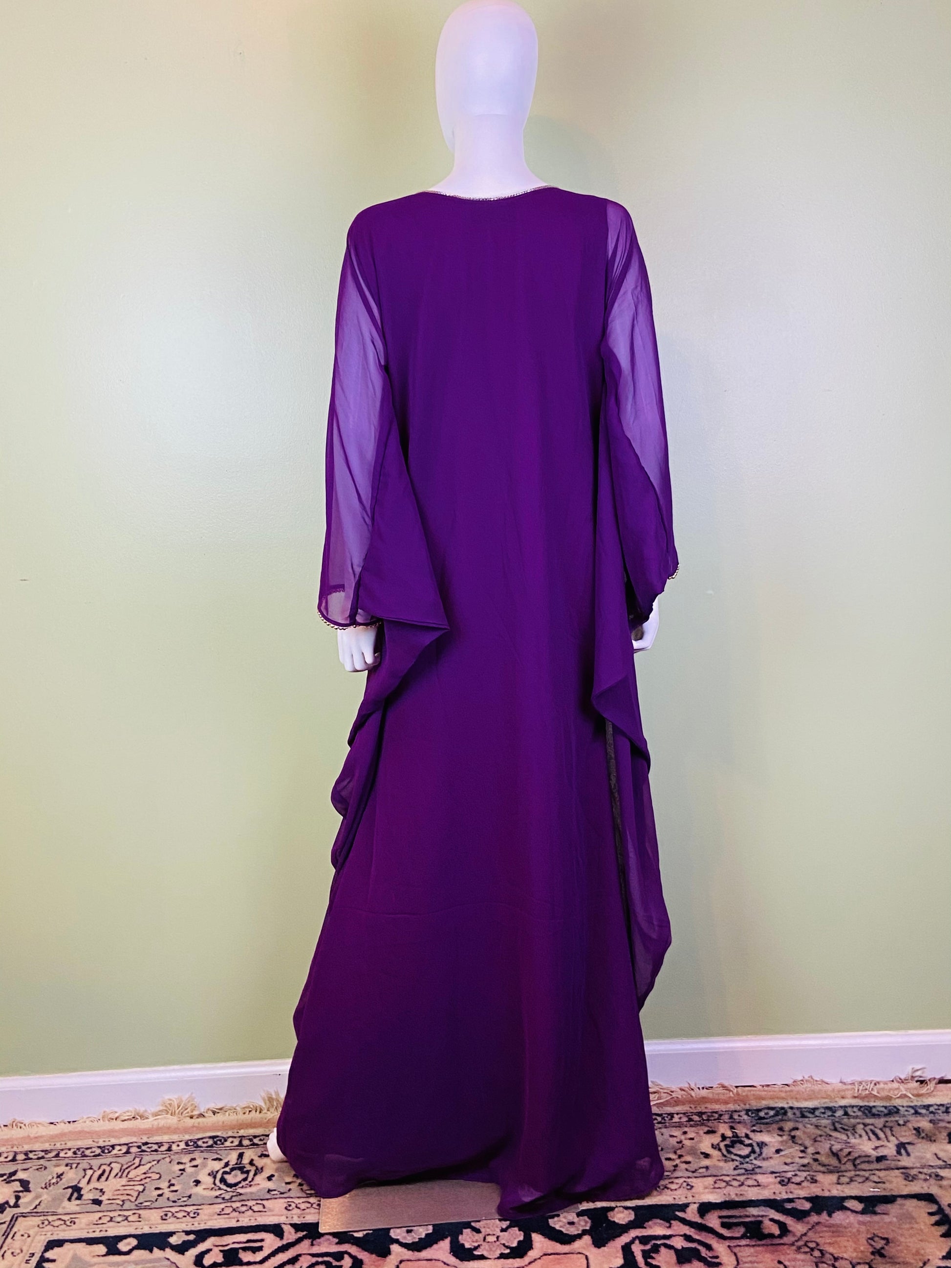 Regal Beaded Purple Kaftan Caftan Mu Mu ABBY ESSIE Designer & Vintage