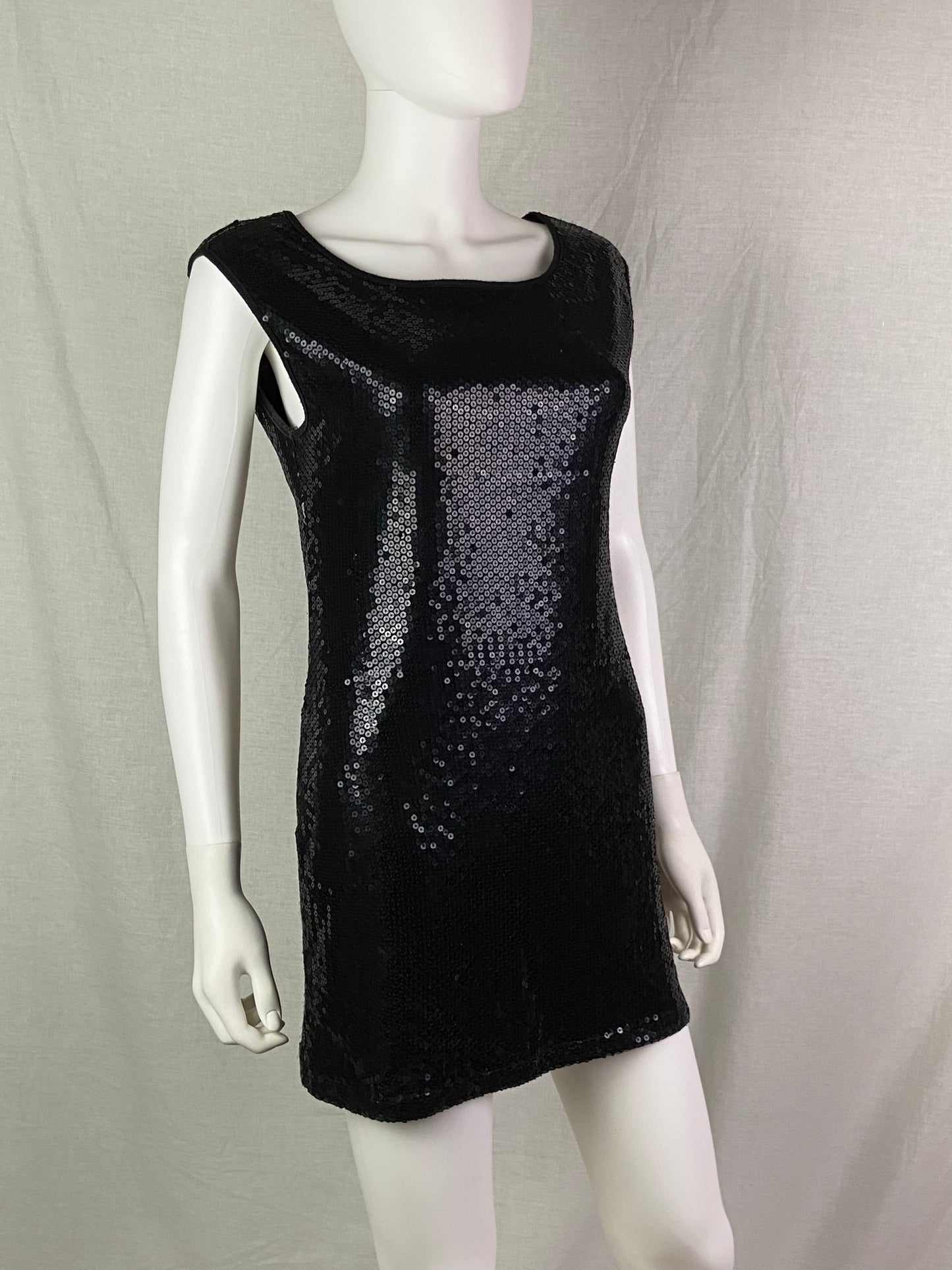 XXI Black Sequin Sheath Cocktail Mini Dress ABBY ESSIE STUDIOS