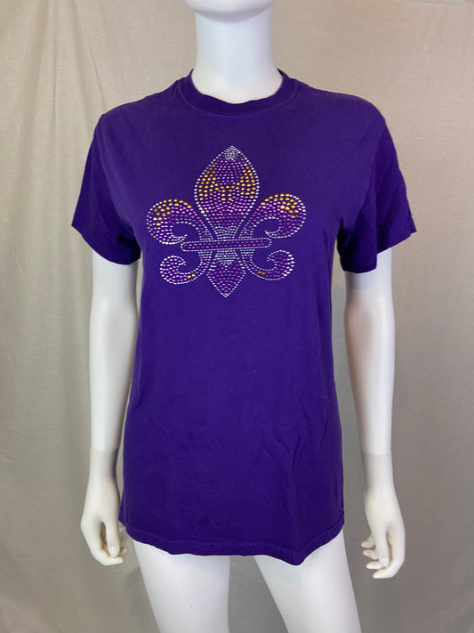 Purple Rhinestone Cotton New Orleans Tee ABBY ESSIE STUDIOS