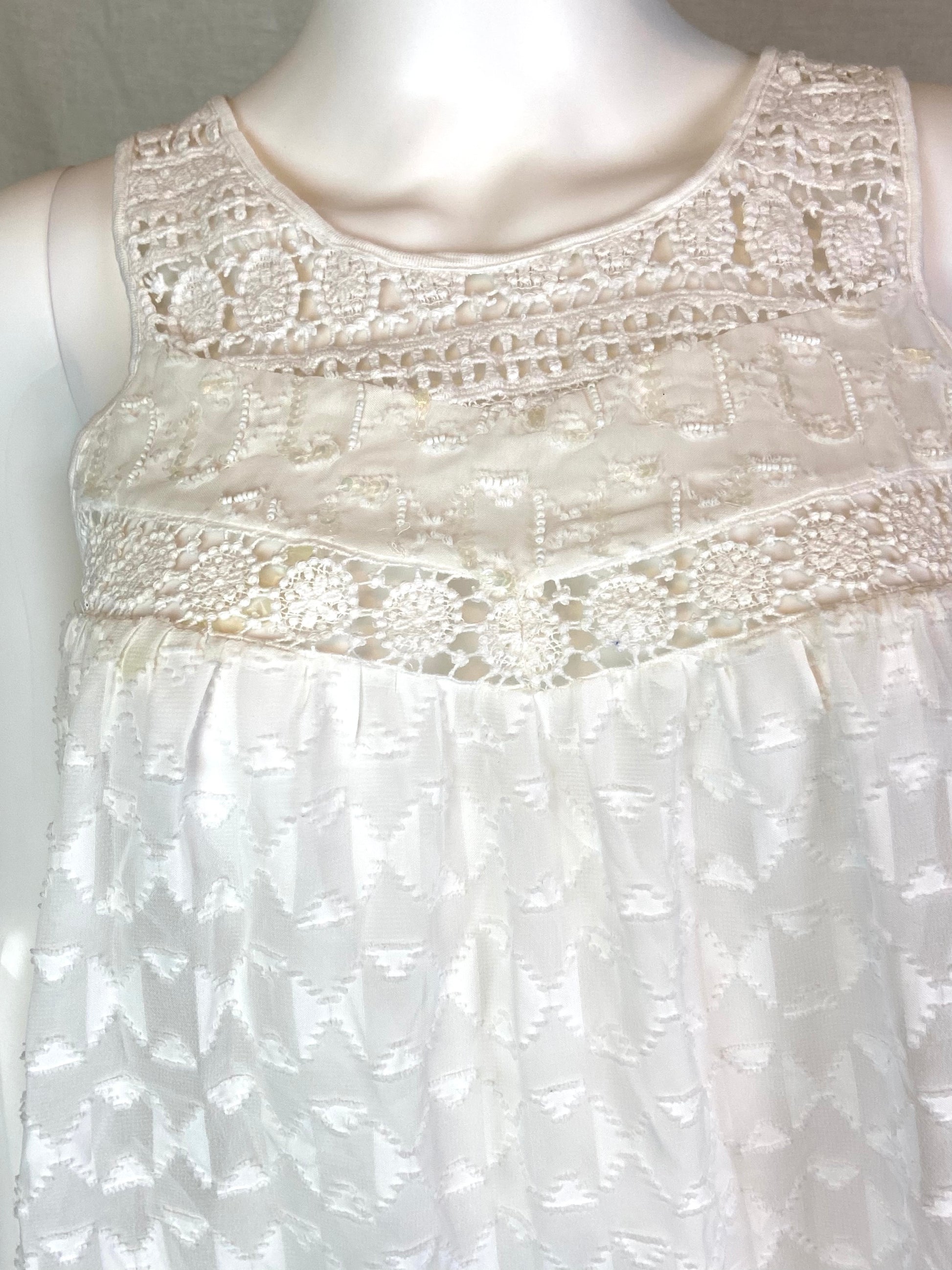 American Rag White Knit Lace Tank XXS ABBY ESSIE STUDIOS