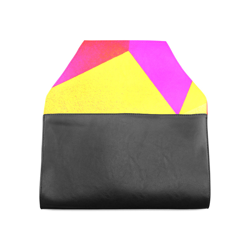 Yellow Abstract Leather Clutch Bag e-joyer