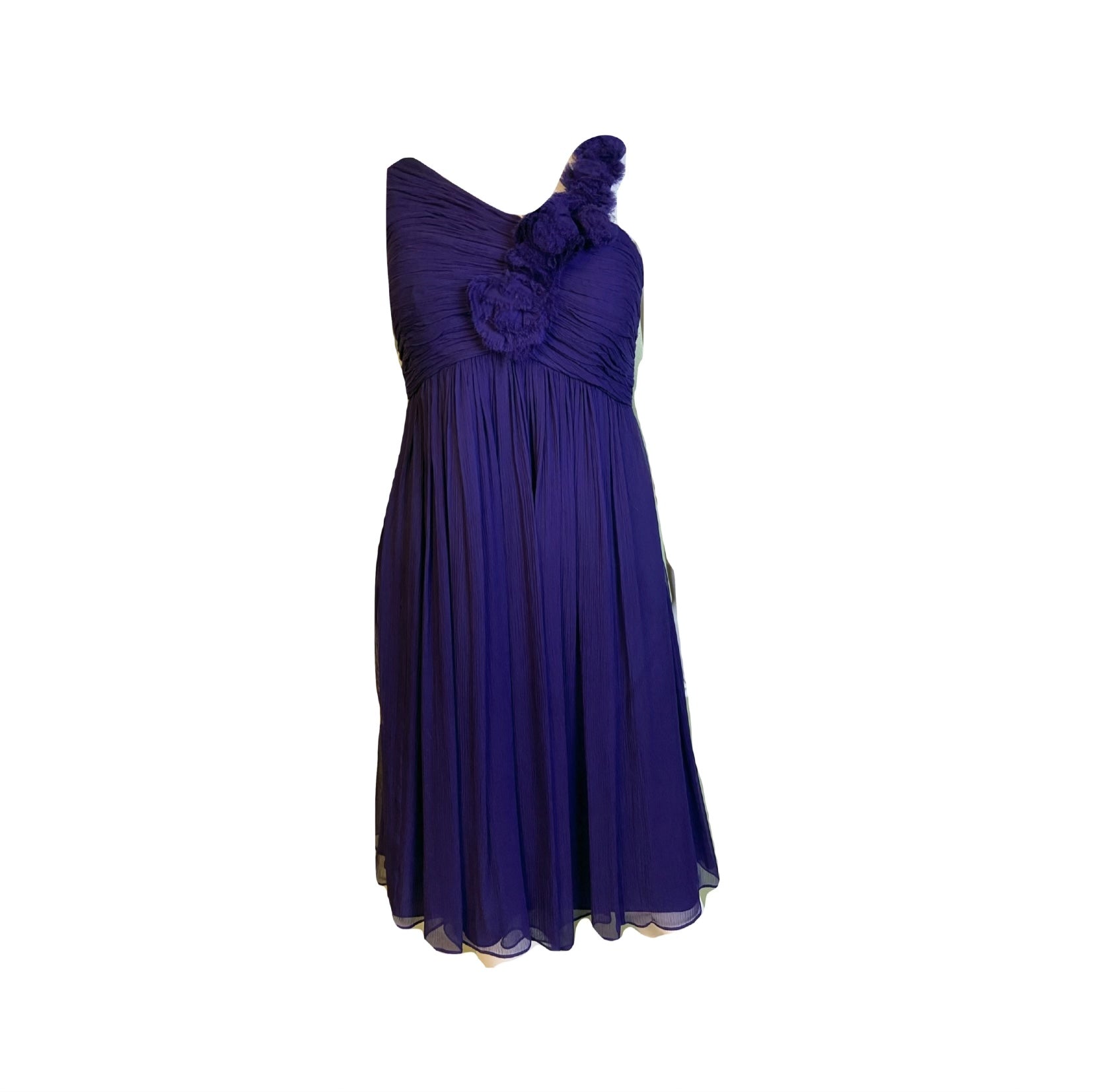 Maggy London Purple Silk Pleated Asymetrical Dress ABBY ESSIE Designer & Vintage