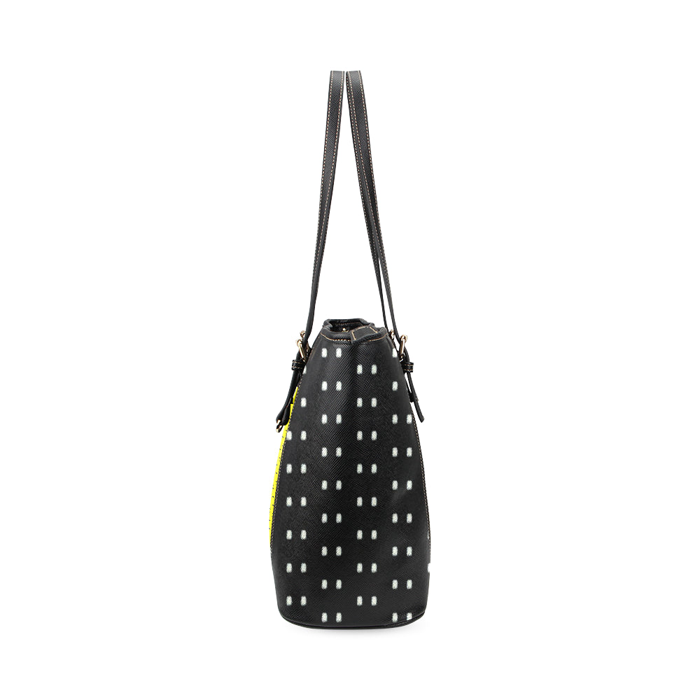 Logo Polka Stripe Alba Leather Tote Bag e-joyer