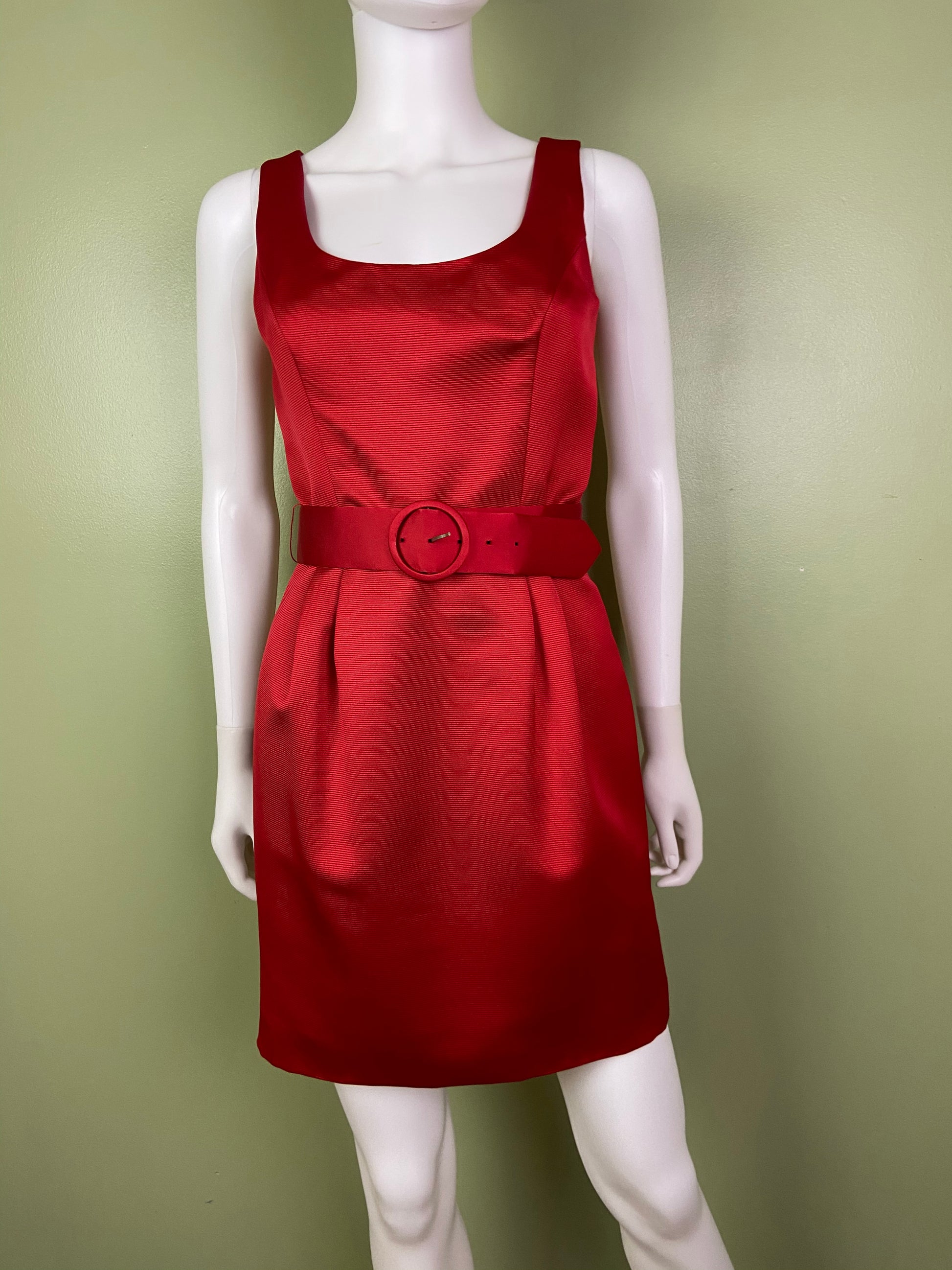 Red Silk KENAR Cocktail Sheath Mini Dress ABBY ESSIE Designer & Vintage