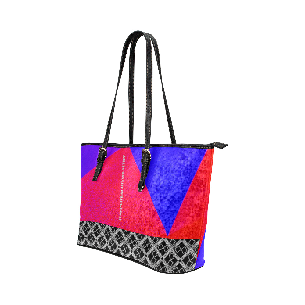 Abstract Text Logo Jane Leather Tote Bag e-joyer