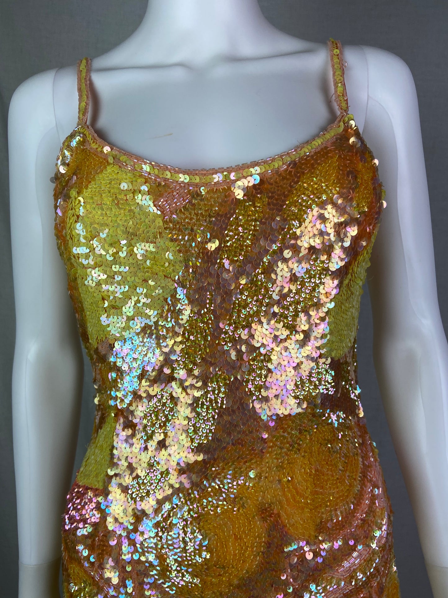Vintage Niteline Pink Pastel Sequin Silk Cocktail Dress