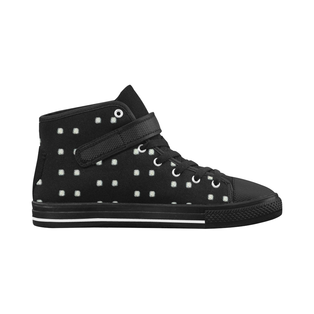Fabric47 541 kb black bling polka dot Aquila Strap Women's Shoes/Large Size (Model 1202) e-joyer