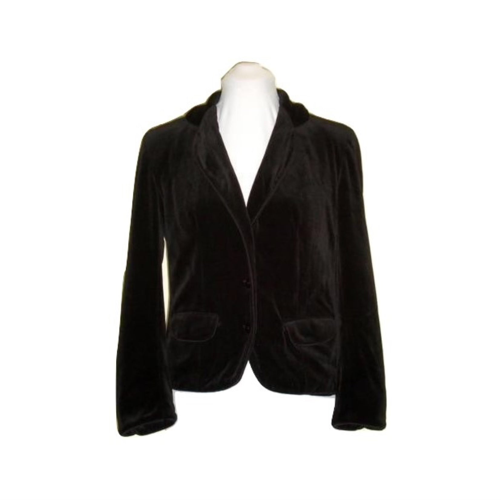 Vintage PETITES BY BUTTE Black Velvet Blazer W/ Cord Trim, Buttons Abby Essie