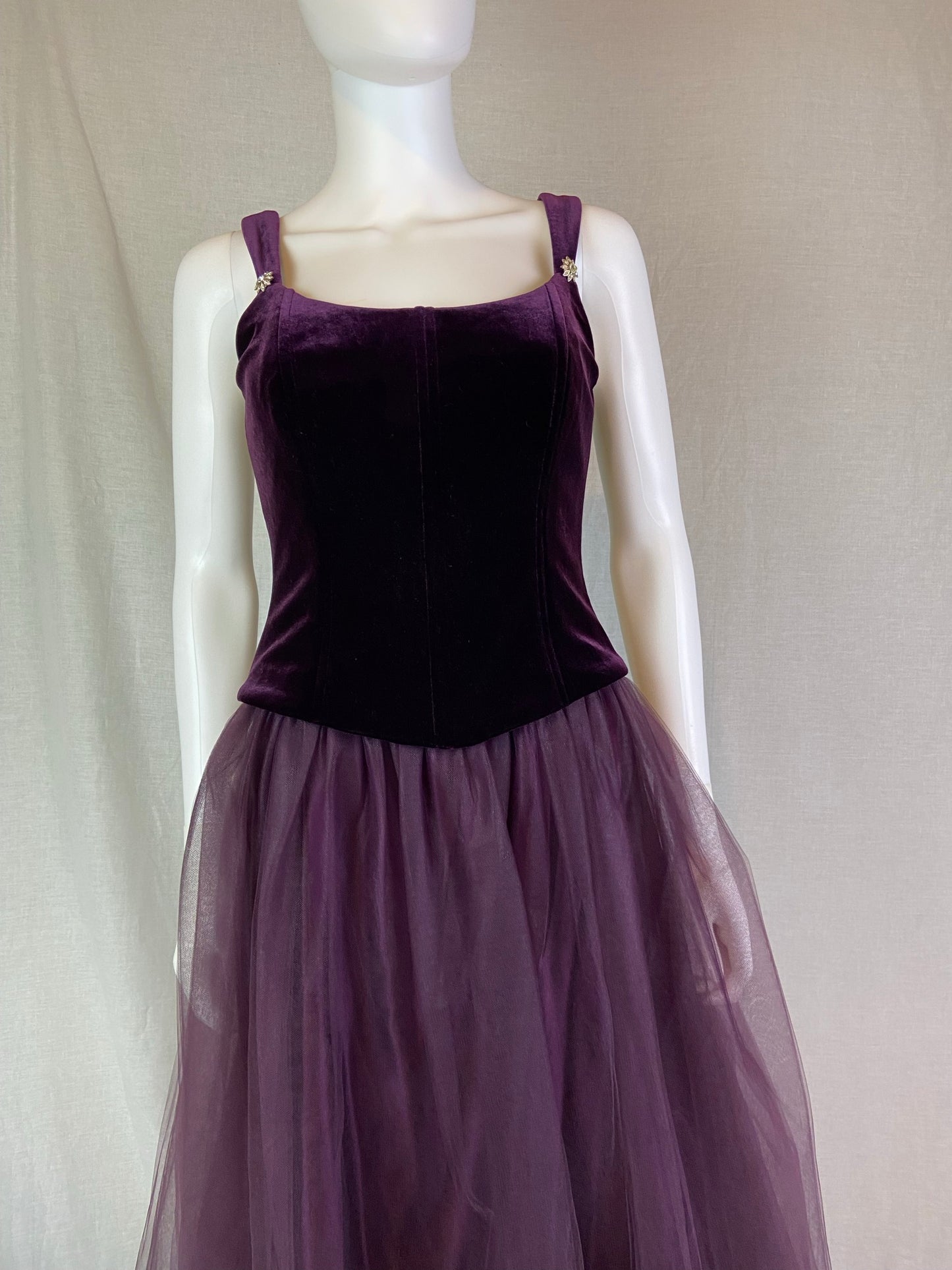 Michelangelo Purple Velvet Rhinestone Taffetta Victorian Gown