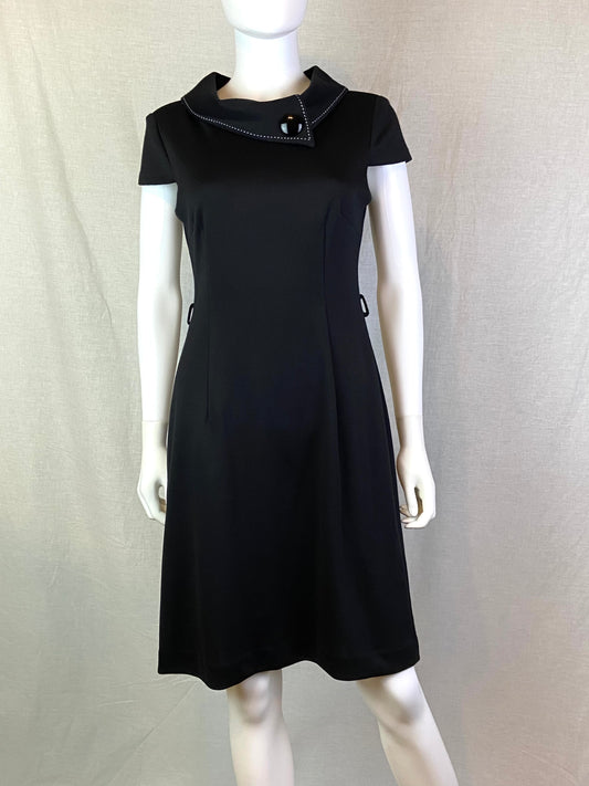 London Times Black Retro 60s Style Wool Sheath Dress ABBY ESSIE STUDIOS