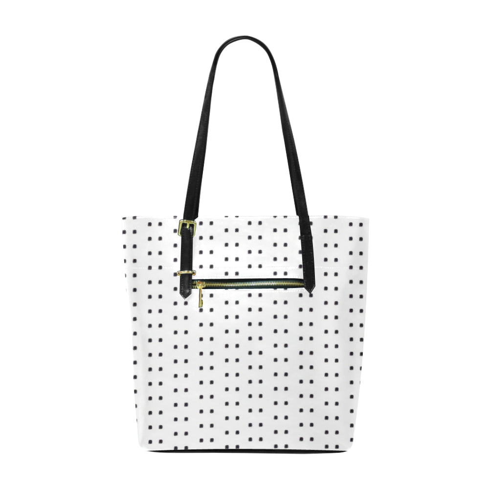 Polka Stripe Classic Leather Tote Bag e-joyer