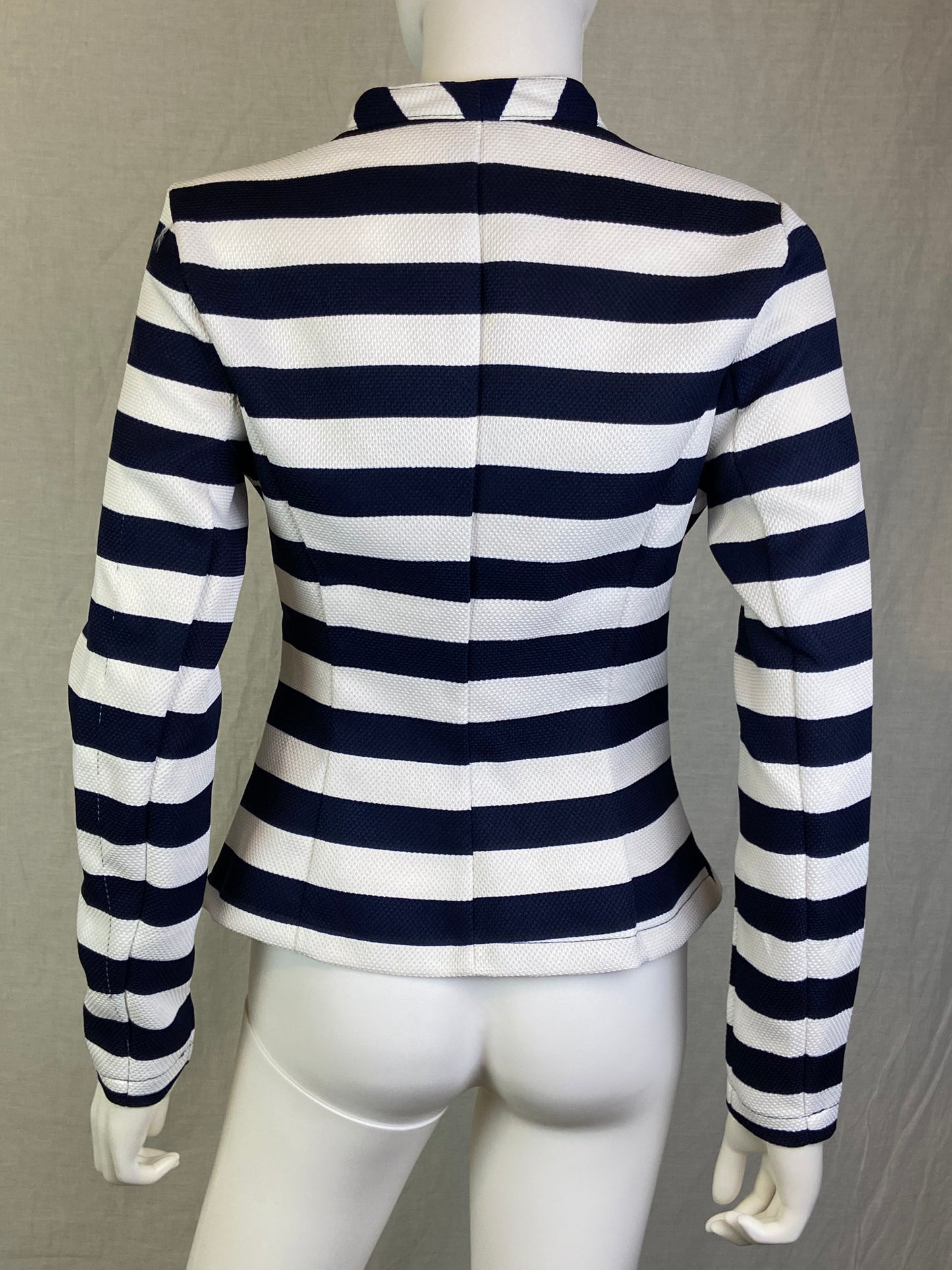Venus White Navy Blue Black Striped Blazer