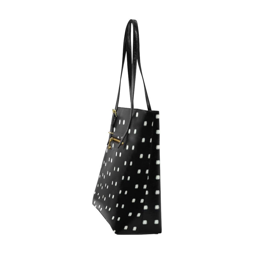 Polka Stripe Classic Leather Tote Bag e-joyer