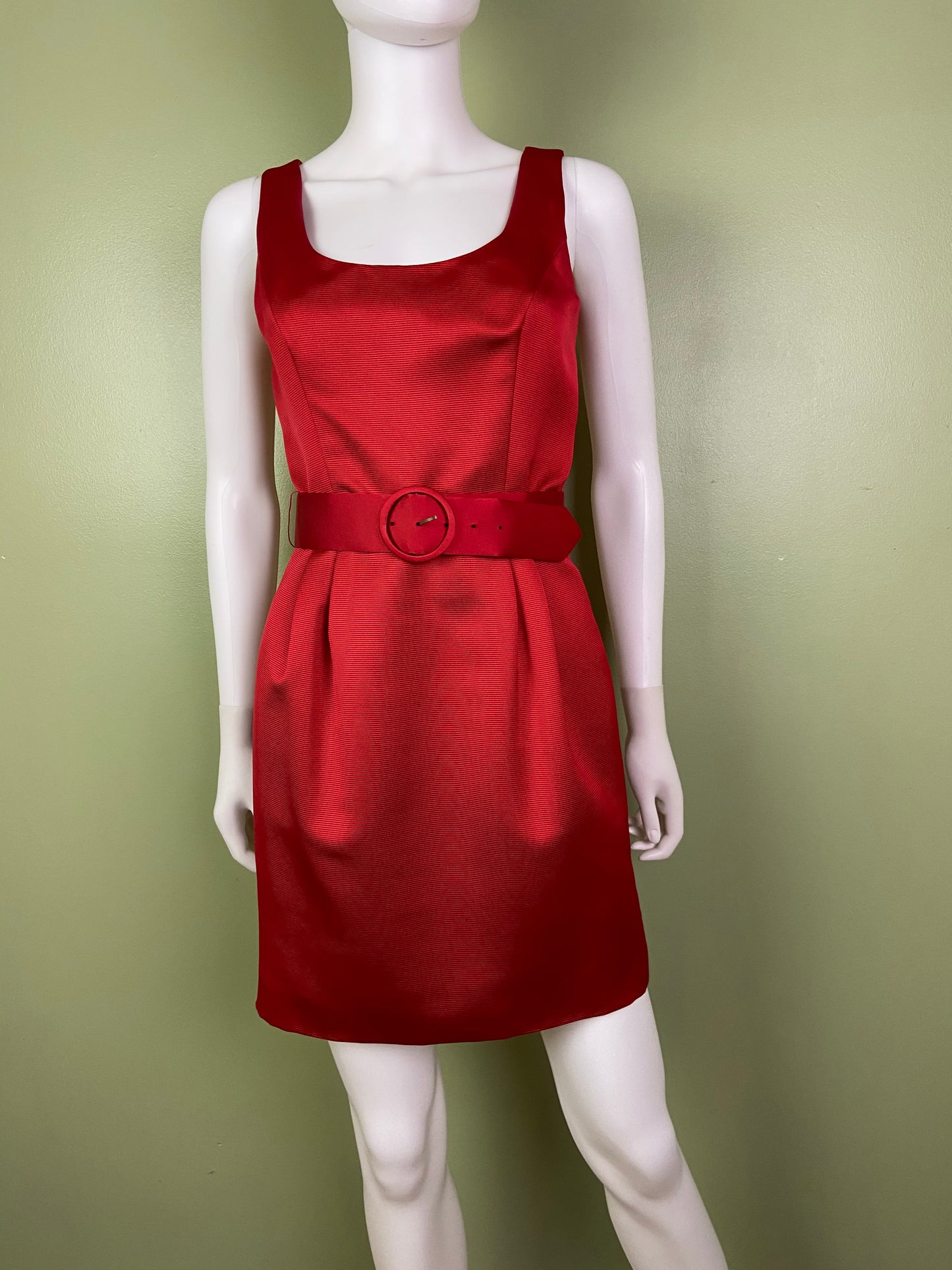 Red Silk KENAR Cocktail Sheath Mini Dress ABBY ESSIE Designer & Vintage