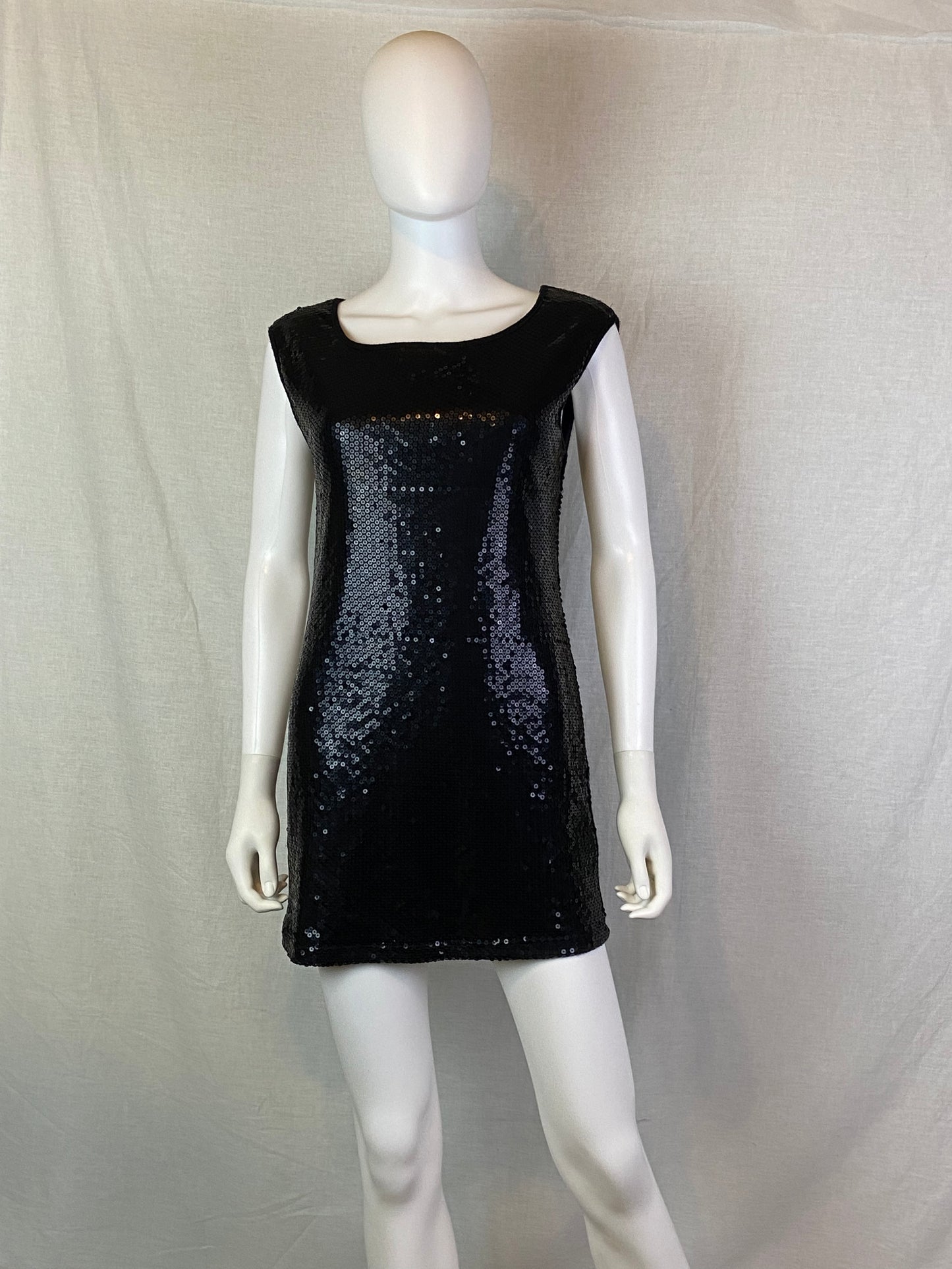 XXI Black Sequin Sheath Cocktail Mini Dress ABBY ESSIE STUDIOS