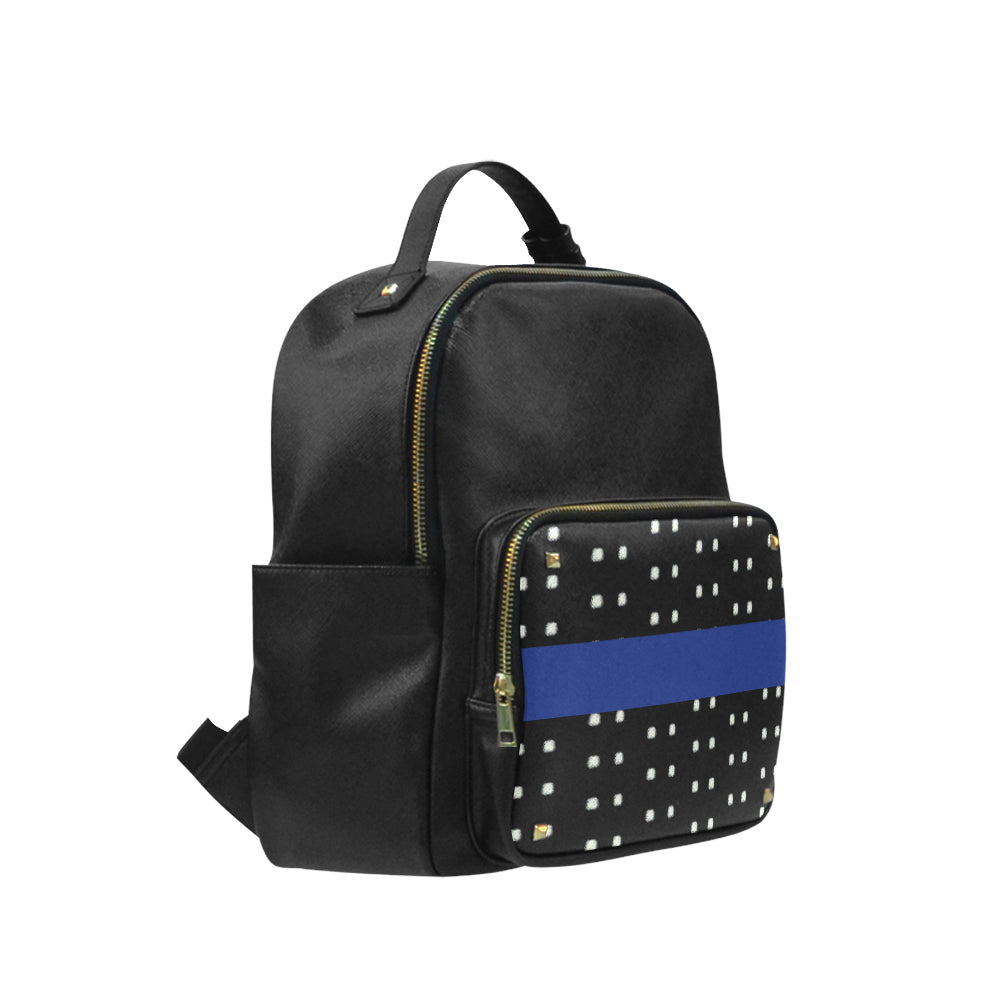 Stripe Polka Coed Leather Backpack