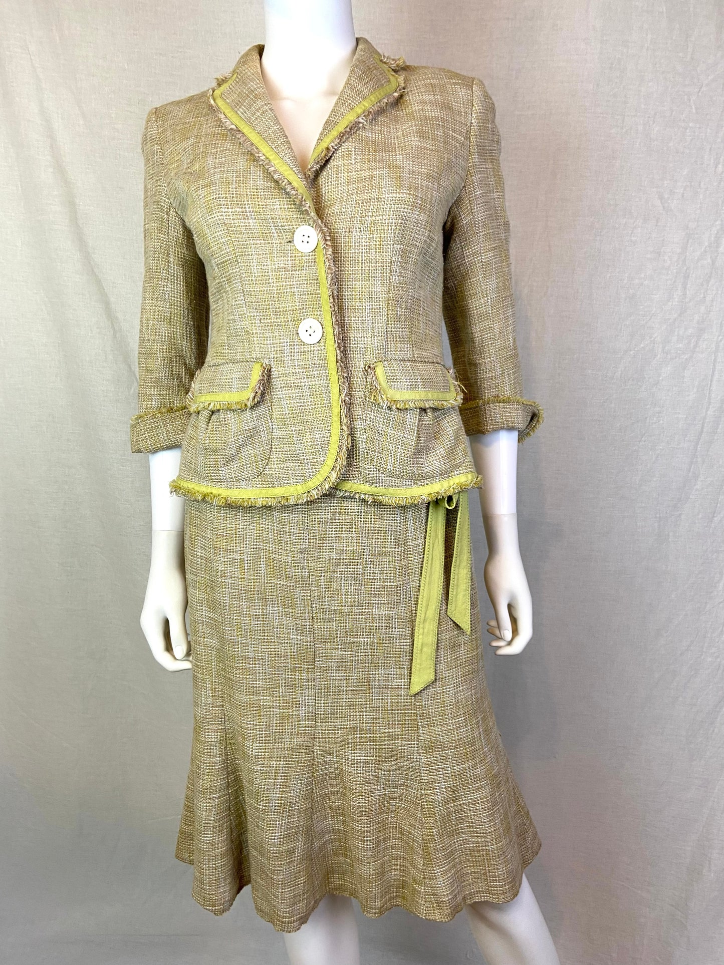 Ann Taylor Lime Green Chanel Skirt Suit
