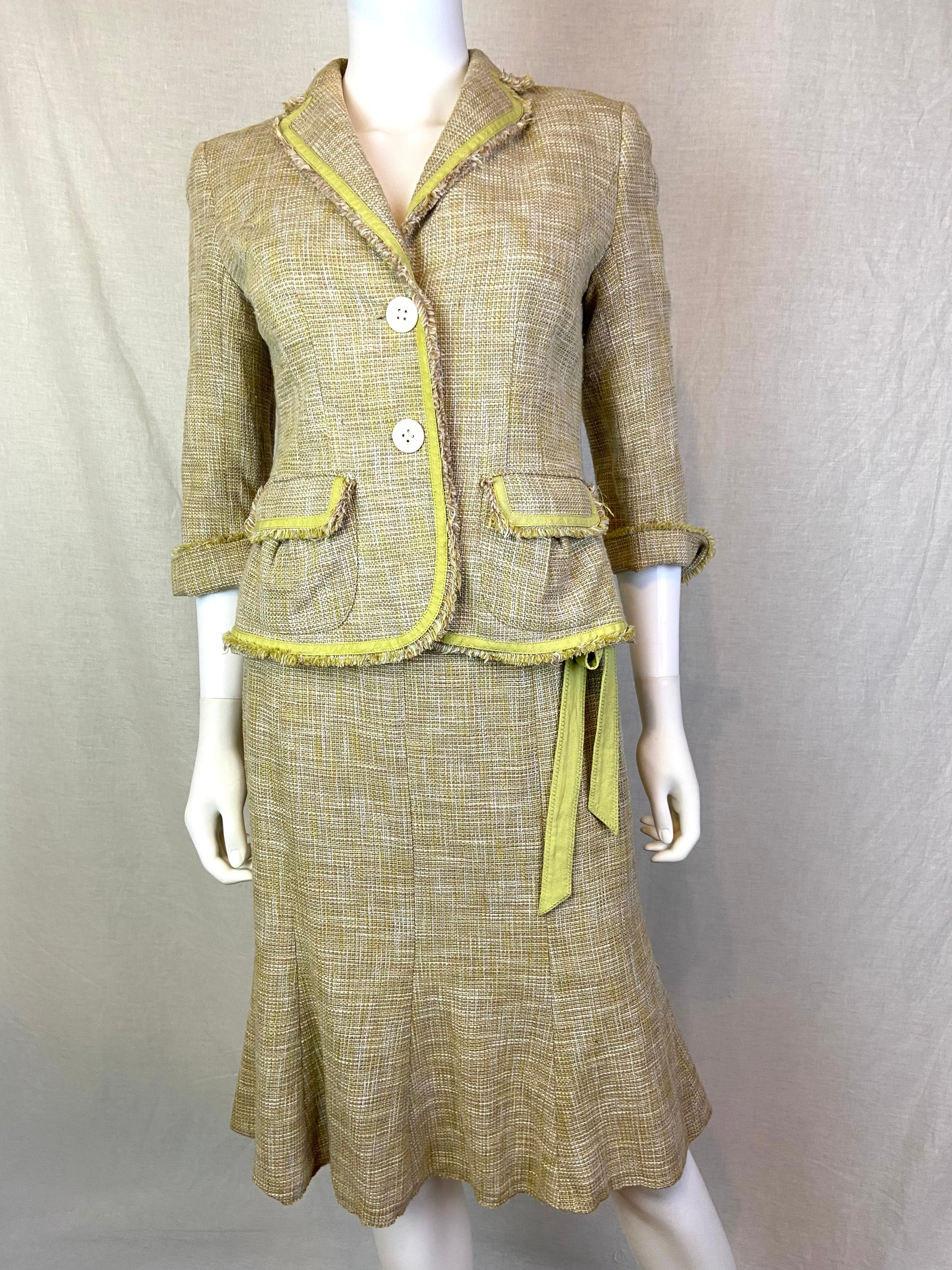 Ann Taylor Lime Green Chanel Skirt Suit ABBY ESSIE STUDIOS
