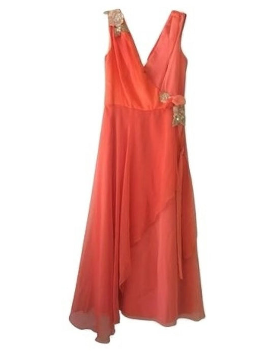 Vintage Bianchi Pink Peach Silver Sequin Grecian Layered Silky Dress Small 2 4 Ld-2708 Abby Essie