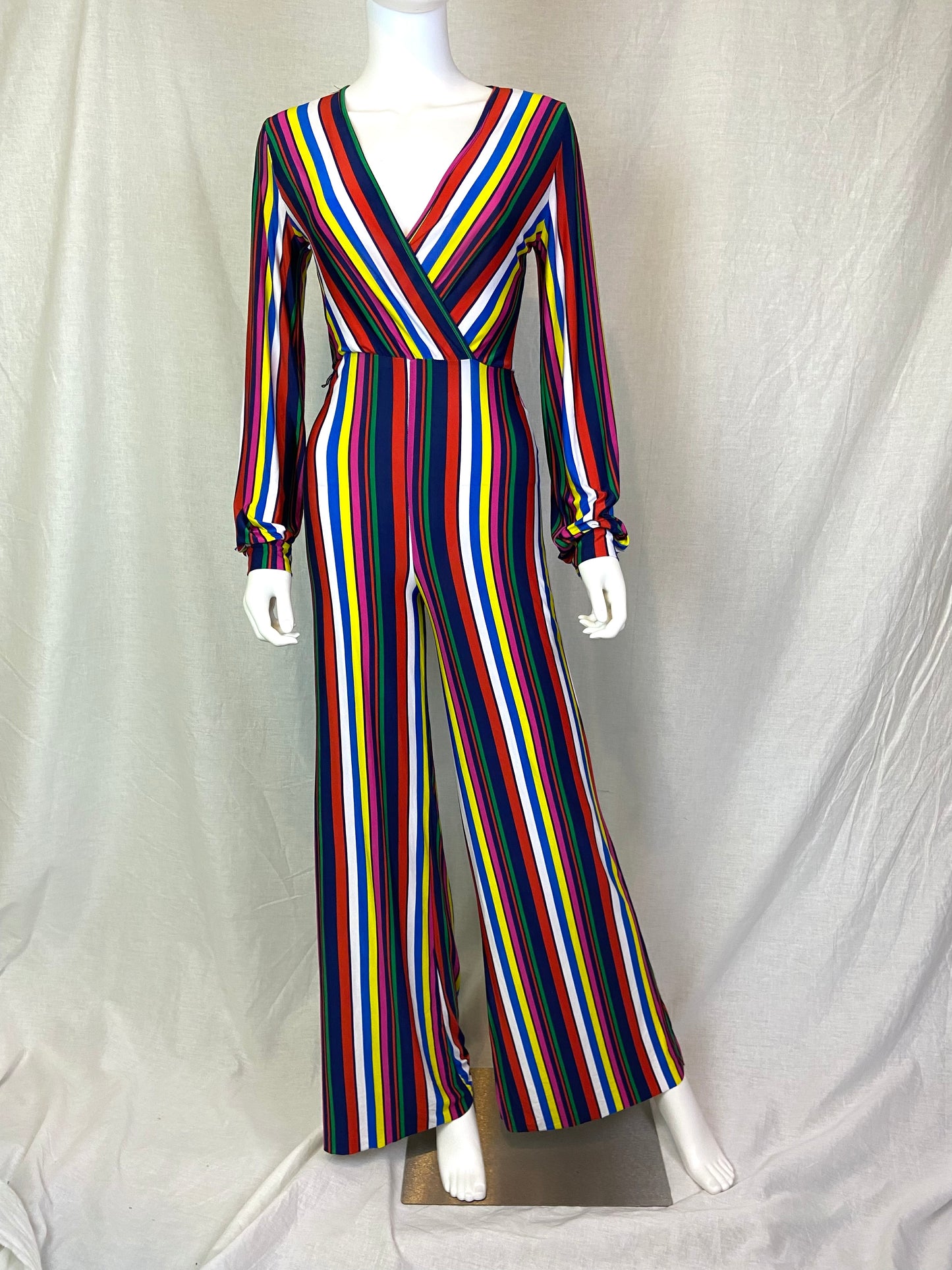Rainbow Striped Jumpsuit Psntsuit Small ABBY ESSIE STUDIOS