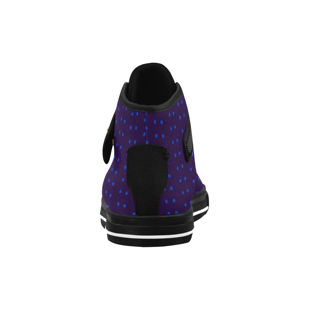 Fabric57 polka dots navy violet blue royal  large Aquila Strap Women's Shoes (Model 1202) e-joyer