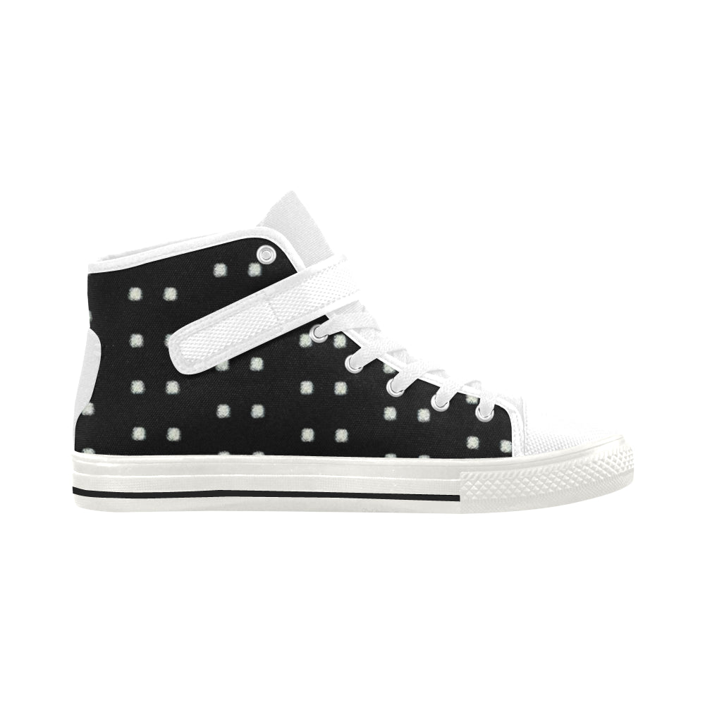 Fabric47 541 kb black bling polka dot Aquila Strap Women's Shoes/Large Size (Model 1202) e-joyer