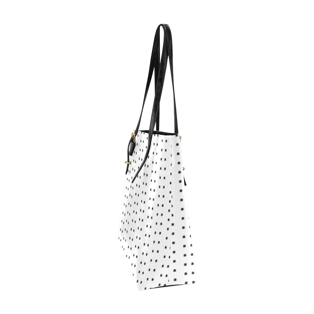 Polka Stripe Classic Leather Tote Bag e-joyer