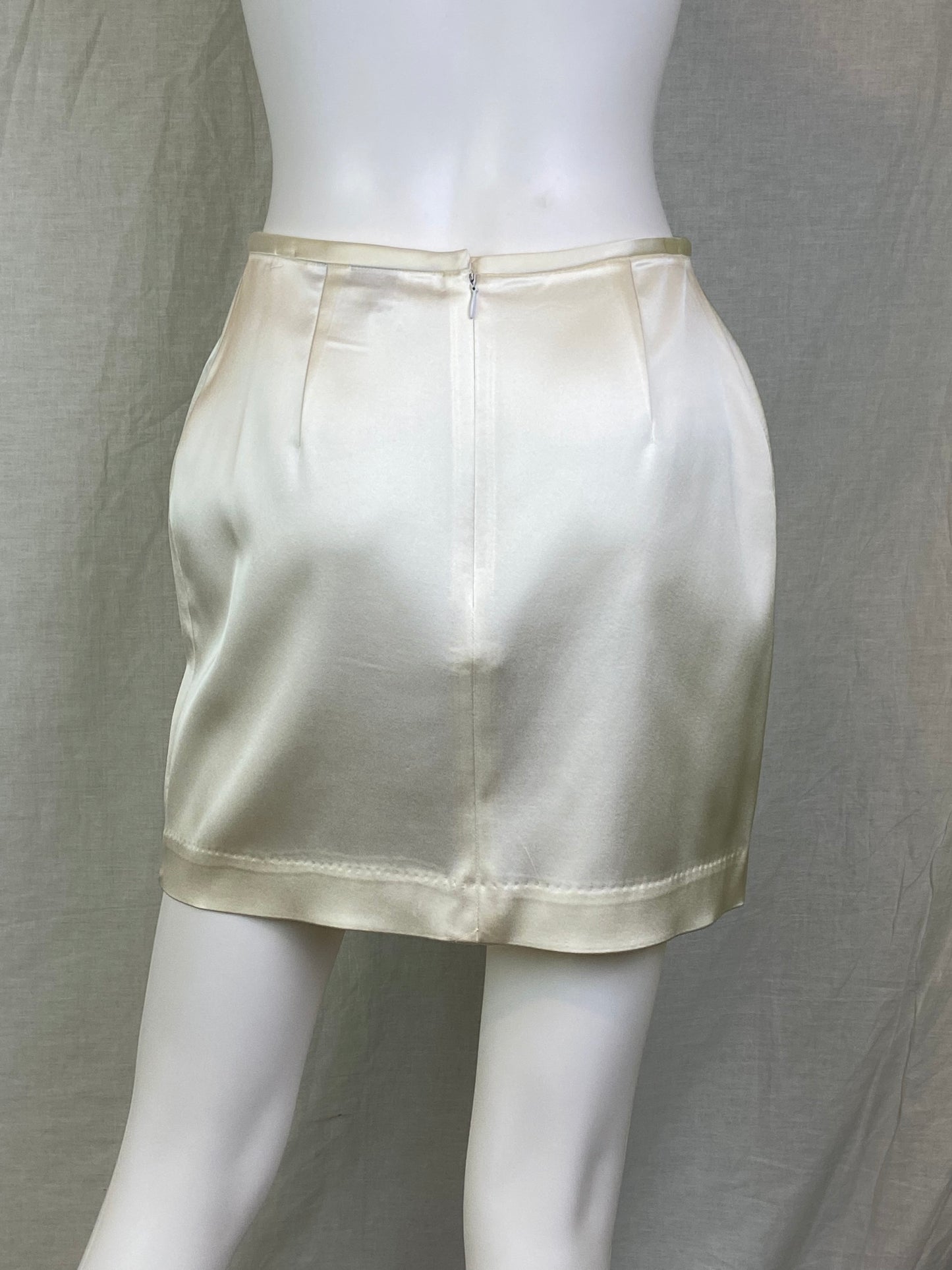 Adrianna Papell White Ivory Satin Cocktail Mini Skirt