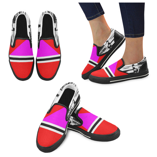 7 IMG_3845.JPG 2 white black border Women's Slip-on Canvas Shoes/Large Size (Model 019) e-joyer