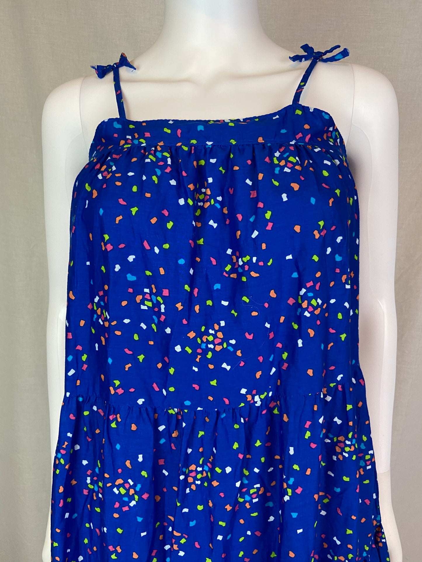 LAND’s END Blue Neon Geometric Sun Dress Medium 10-12