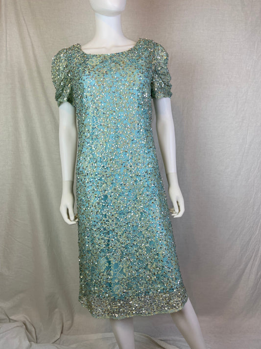JS Collections Aqua Mint Blue Sequin Sheath Dress ABBY ESSIE STUDIOS