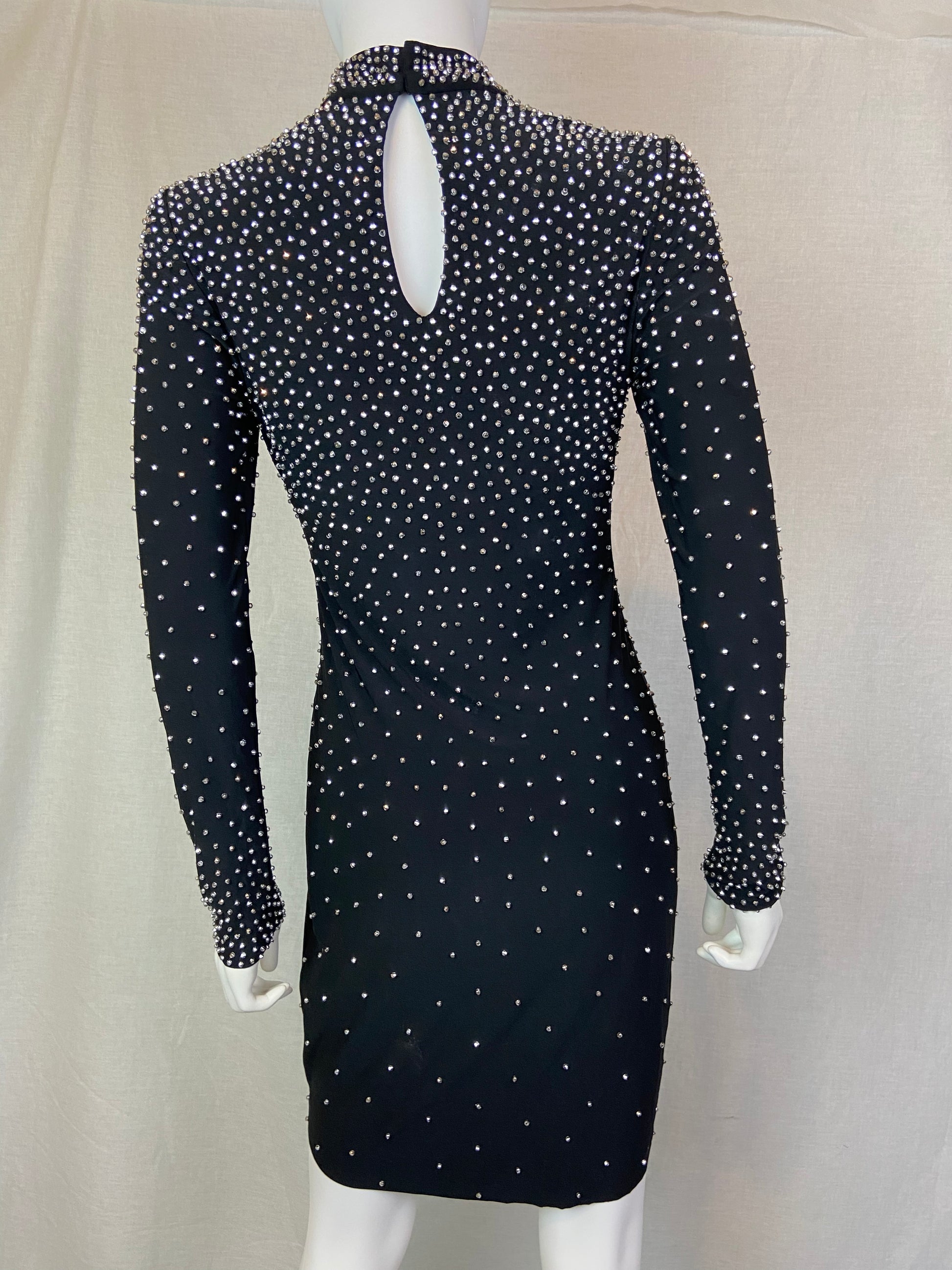 Studded Black Silver Goth Dress M ABBY ESSIE STUDIOS