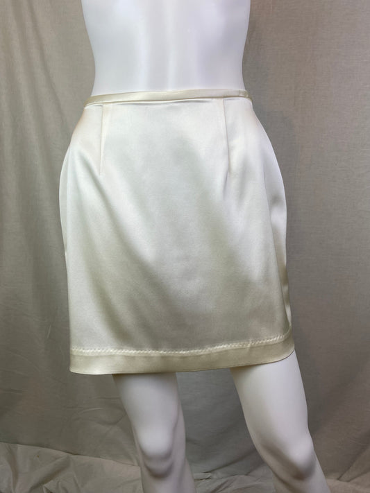 Adrianna Papell White Ivory Satin Cocktail Mini Skirt ABBY ESSIE STUDIOS