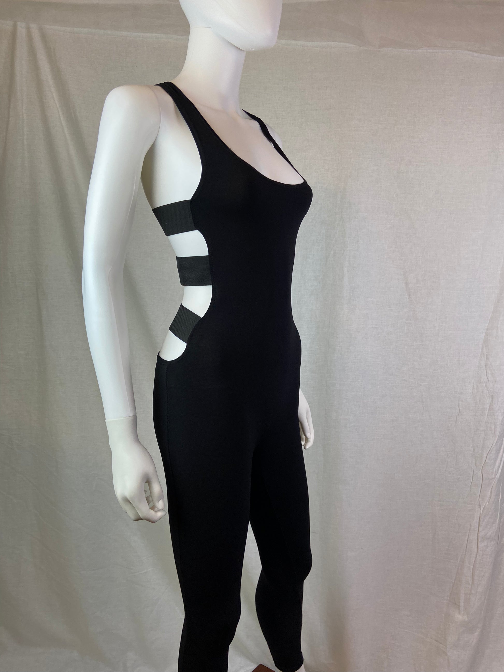 Black Stretch Cutout Back & Sides Jumpsuit ABBY ESSIE STUDIOS