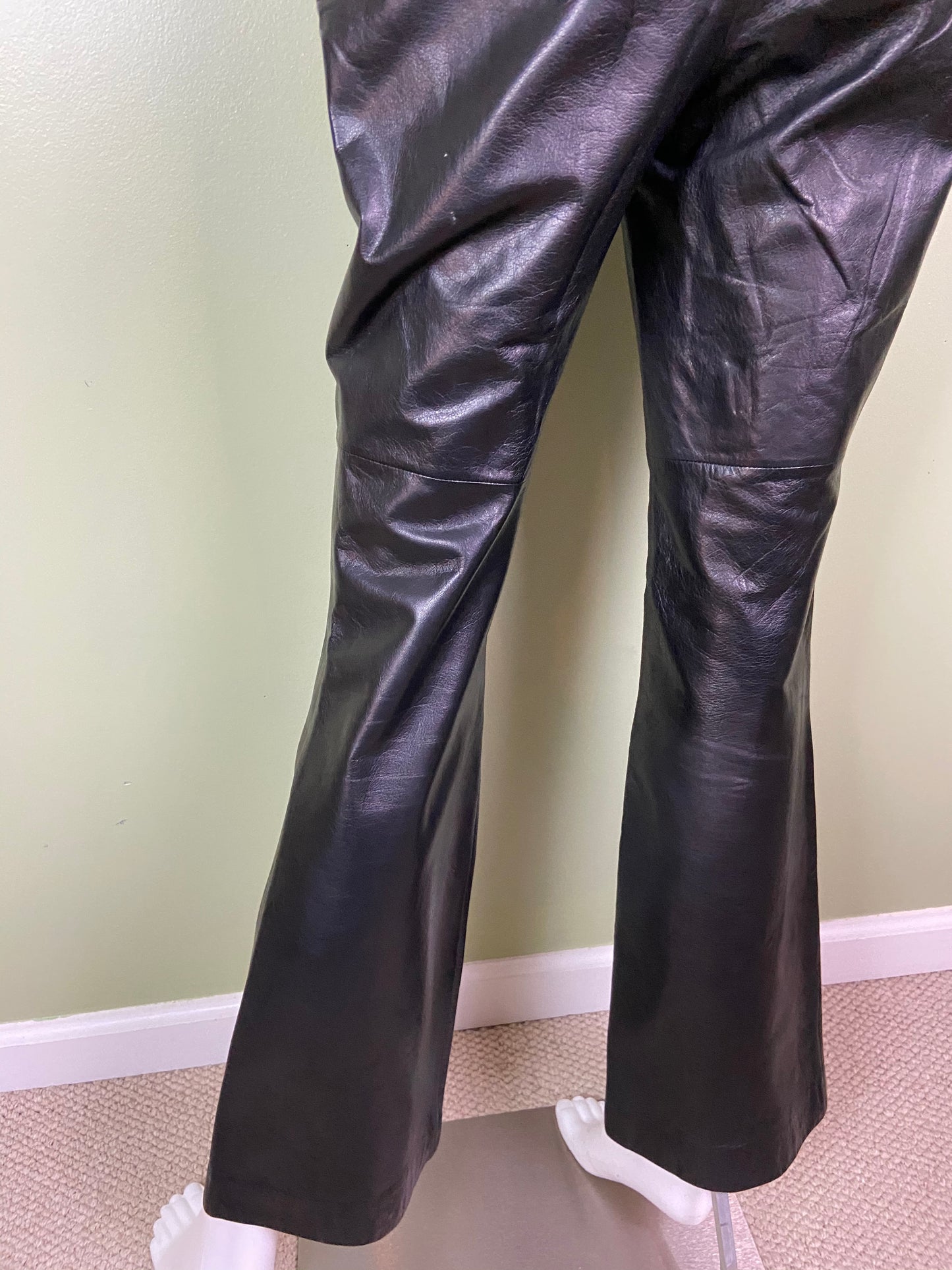 Black Leather Boot Cut Rock Star Pants