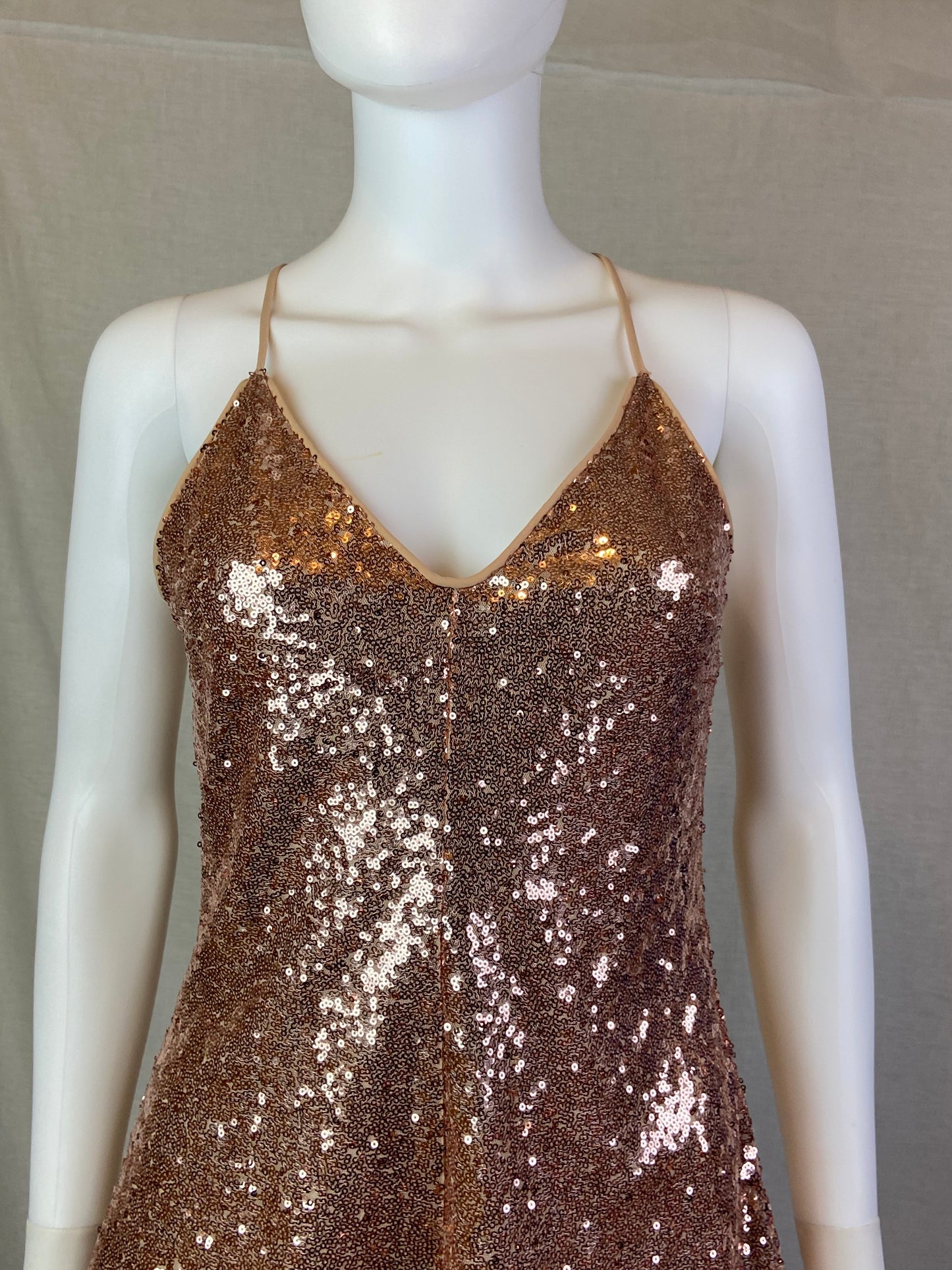 Forever 21 Champagne Gold Sequin Cocktail Shorts Romper