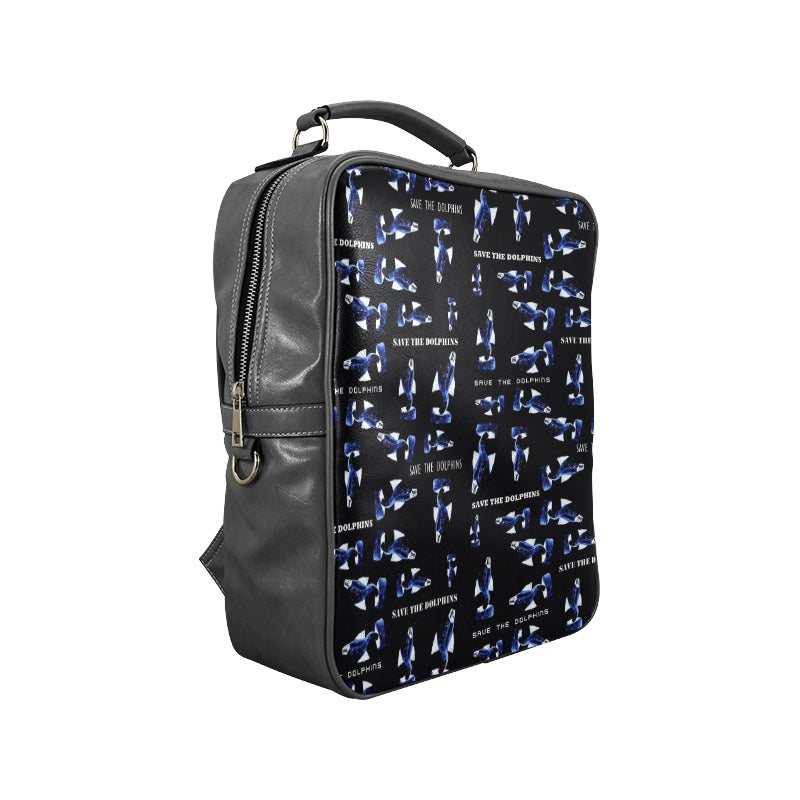 Save the Dolphins Leather Carry-On Backpack Bag e-joyer