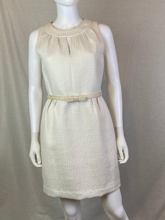 Tahari Cream White Silver aloneness Sheath Dress ABBY ESSIE STUDIOS