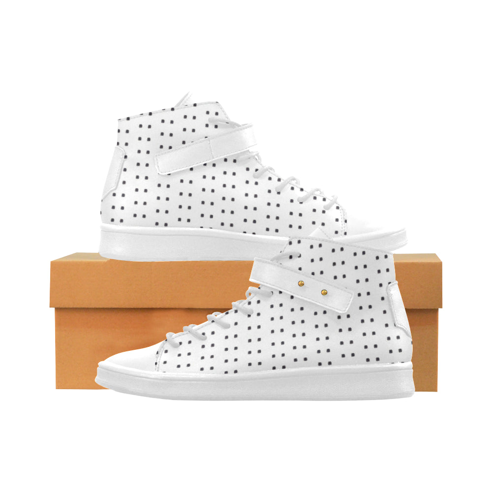 Polka Stripe Leather High Top Shoes e-joyer